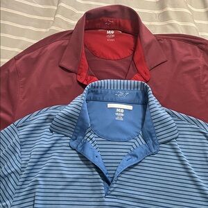 Greg Norman for Gym Shark  Maroon and Striped Blue Polo Shirts. Means XL golf